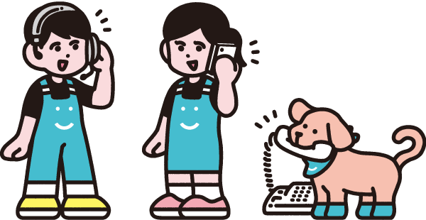 電話をかけるイメージキャラクターのイラスト