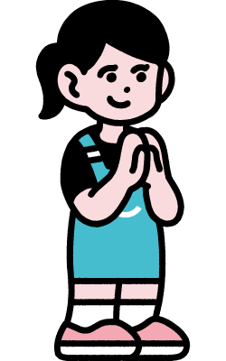 胸の前で手を合わせるイメージキャラクターのイラスト